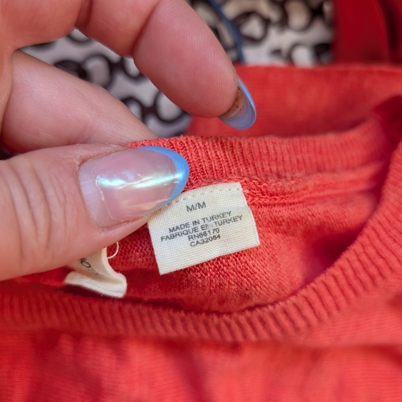 Anthropologie Moth Vibrant Orange Short Sleeve Tee Button Back Cotton Blend M - Picture 5 of 7